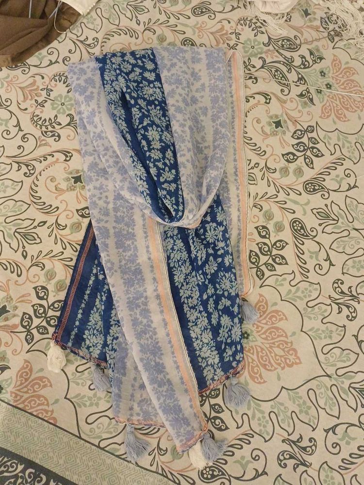 Floral Print Scarf with Tassels