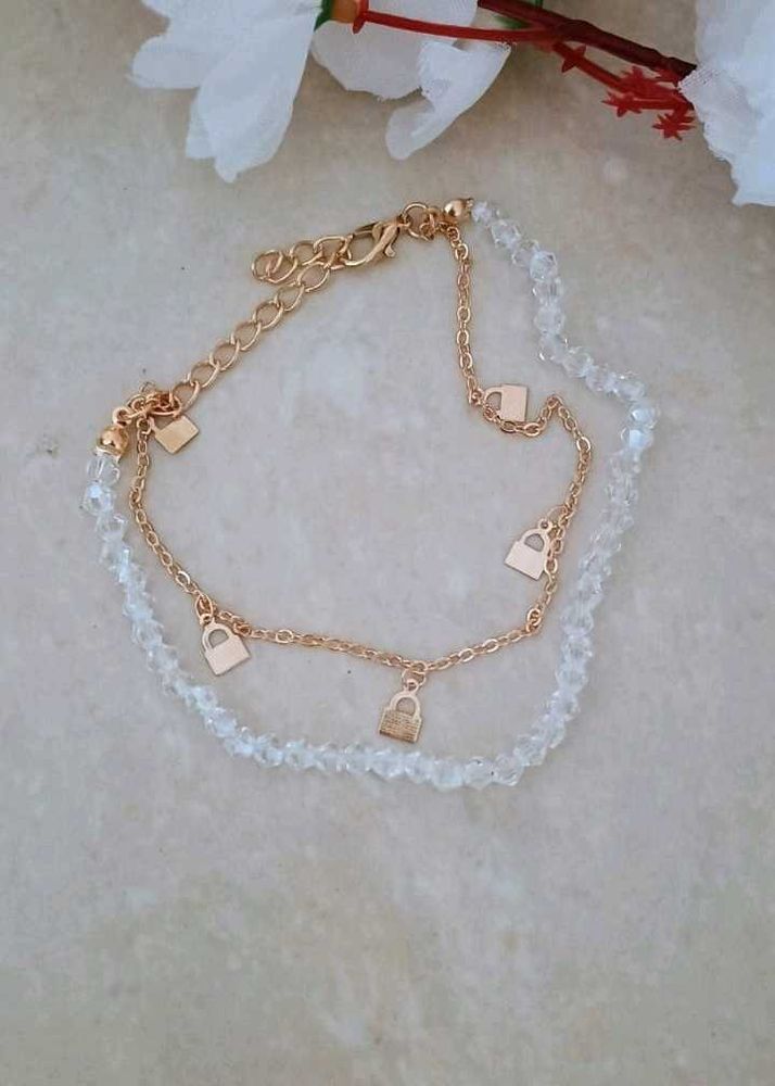 Layered Anklets with Lock Charms