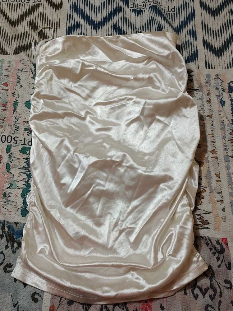 Satin Ruched pencil skirt