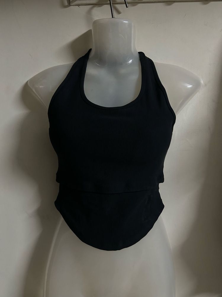 Stylish Black Halter Neck Crop Top