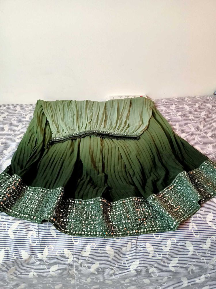 Boho Ombre Pleated Skirt with Sequins