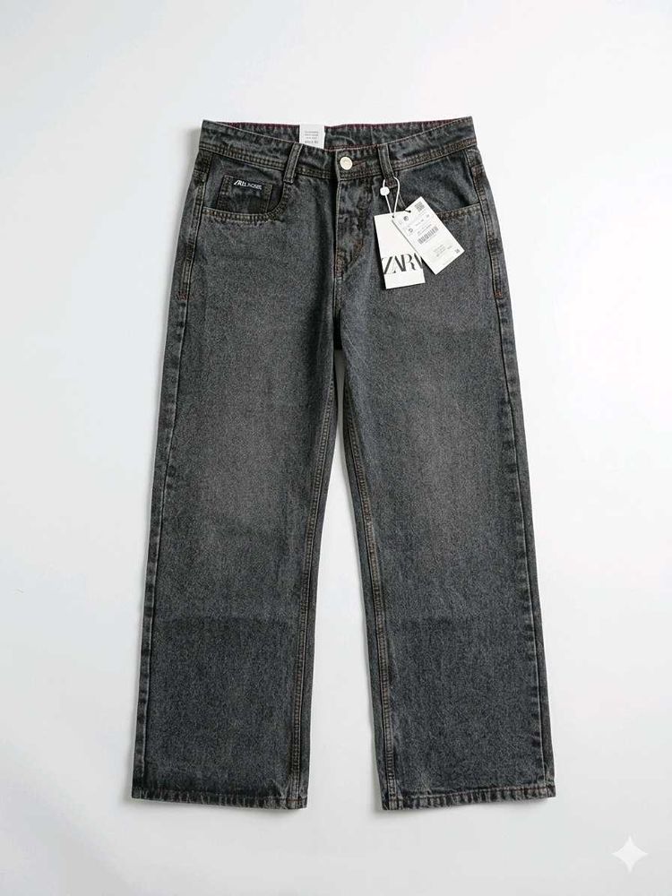 Zara Grey Wash Wide Leg Jeans (Baggy Pants)