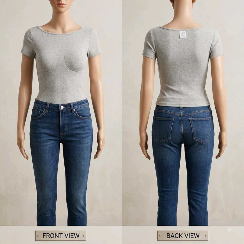 Grey Fitted Scoop Neck padded Top