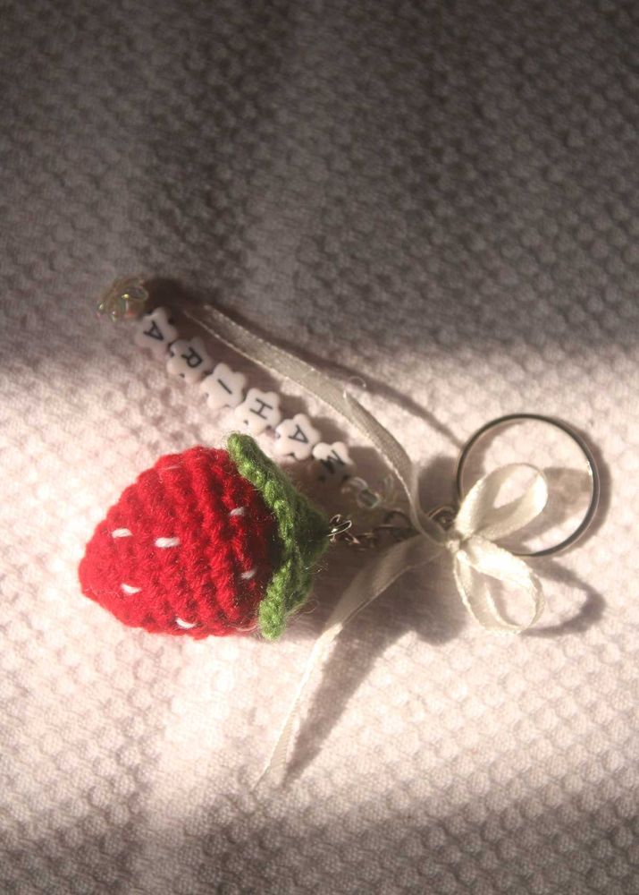 Strawberry Keychain with Name Beads