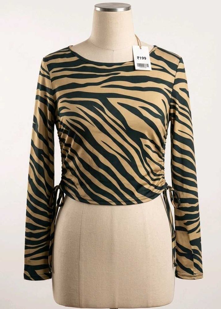 Trendy Zebra Print Ruched Top
