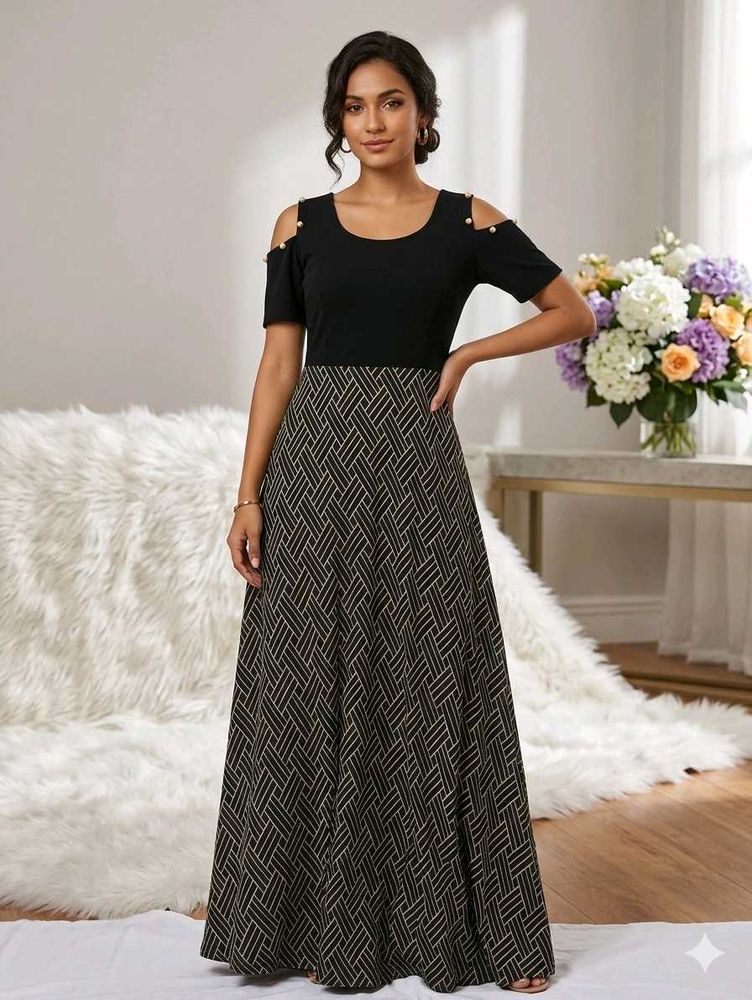 ❤️Size S To L Elegant Black &amp; White Dress Material