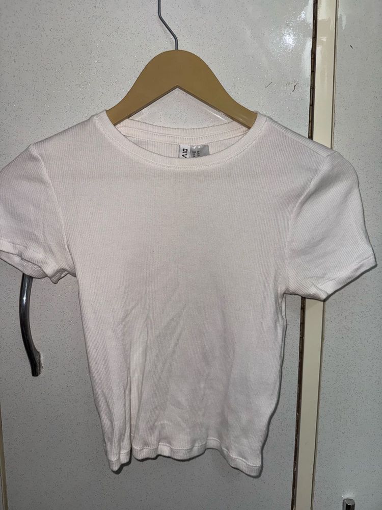White Ribbed Crop Top