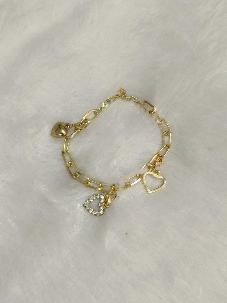 Gold Heart Charm Bracelet