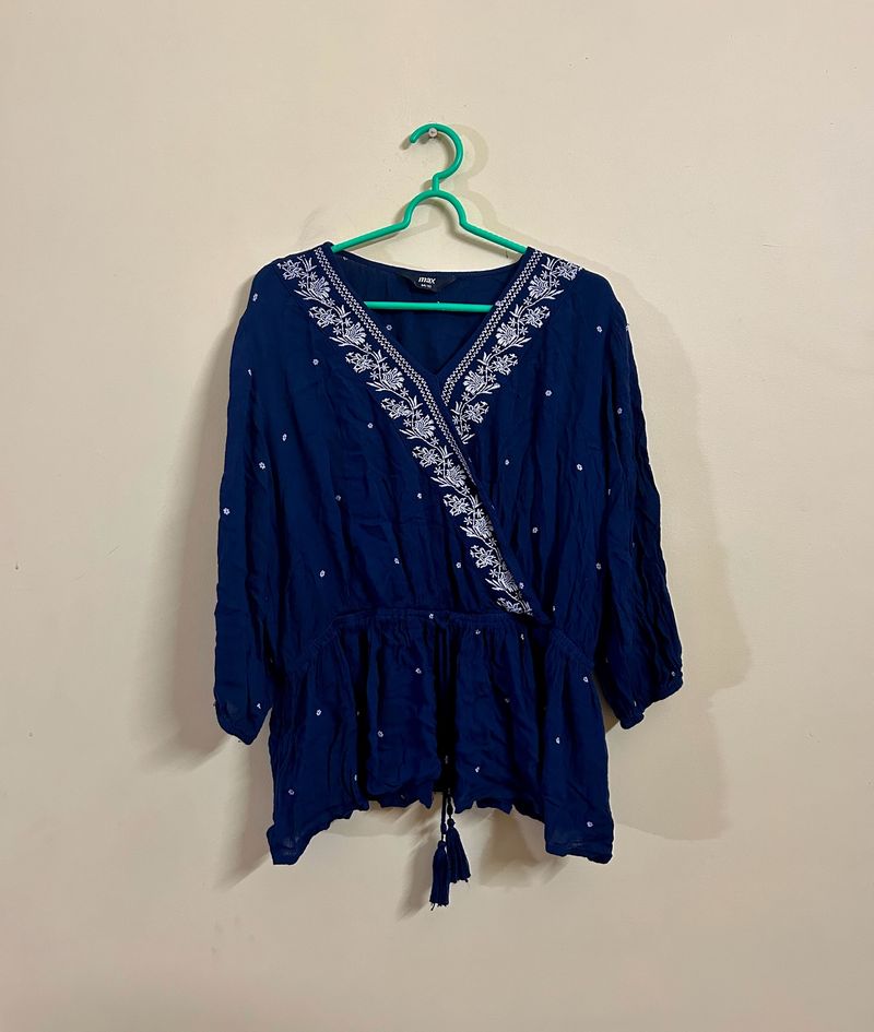 Blue Peplum Top