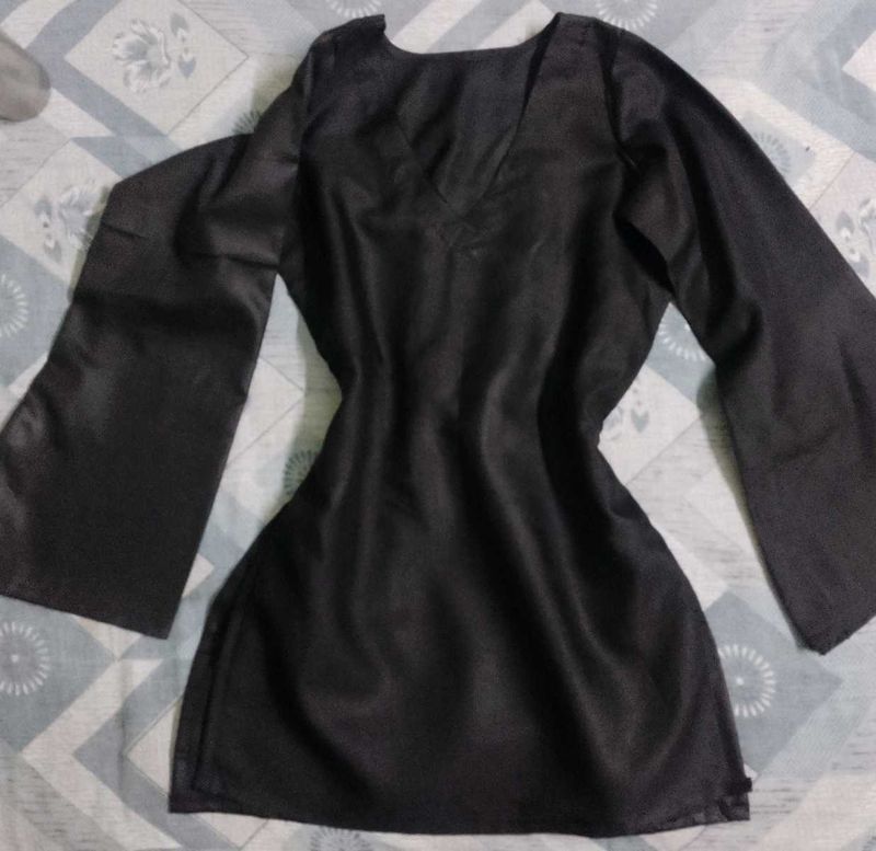 Elegant Black Blouse with Flare Sleeves
