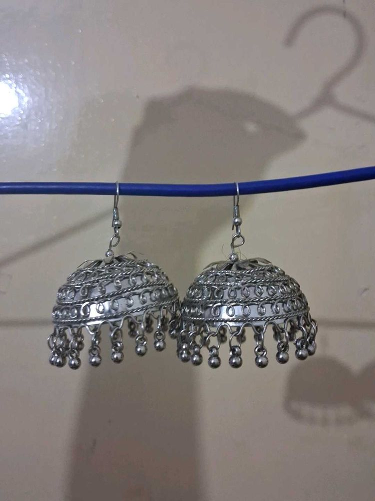 Silver Jhumka Earrings