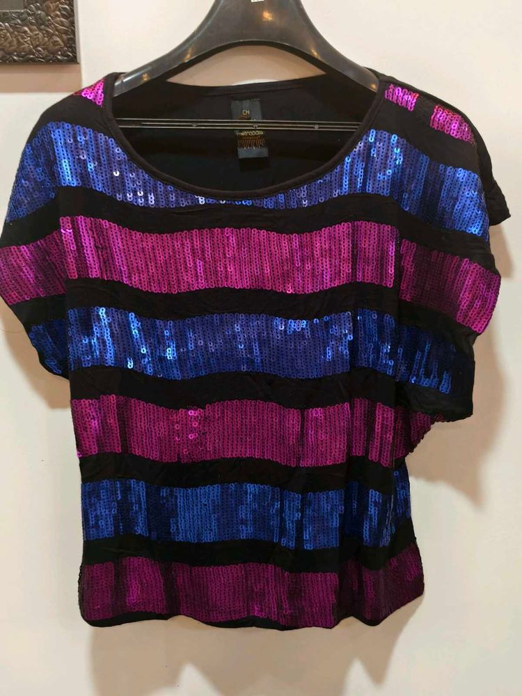 Sparkly Striped Sequin Top