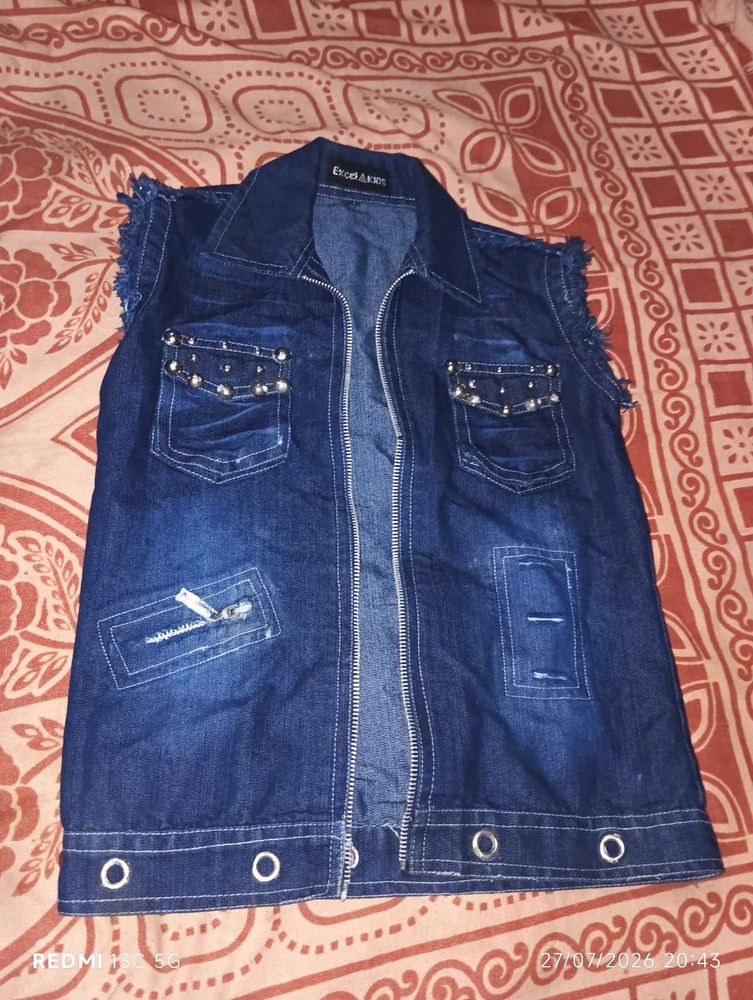Women's Denim Vest with Studs