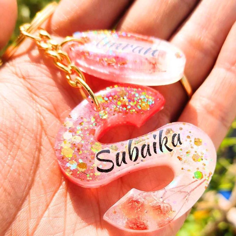Personalized Glitter Resin Keychain