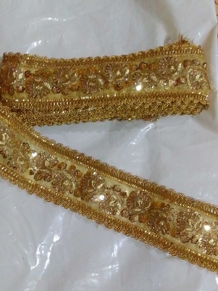 Golden Embroidered Lace Trim