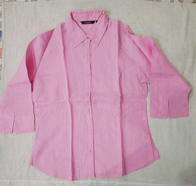 Pink Button-Up Collared Shirt