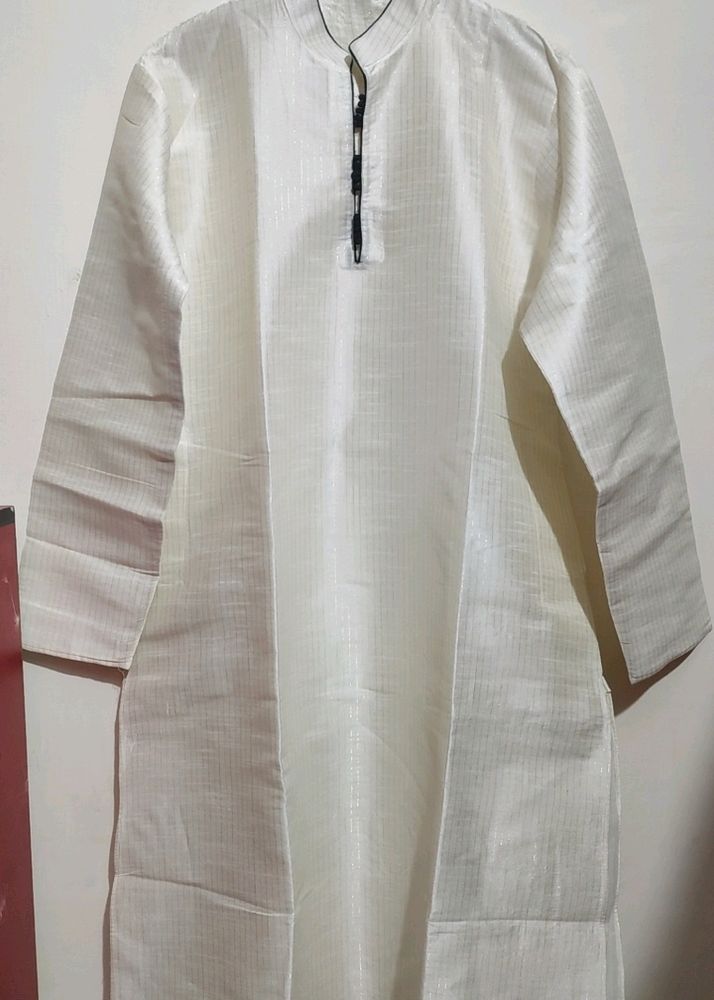 Cream Kurta Golden Lining For Boy &amp; Men 42