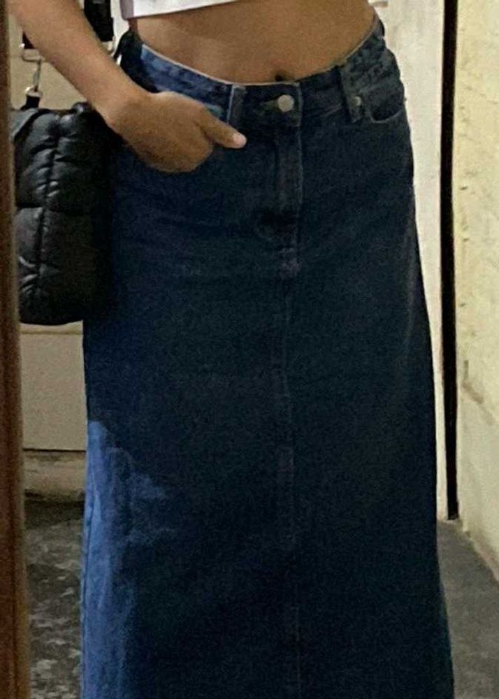 Dark Wash Maxi Denim Skirt