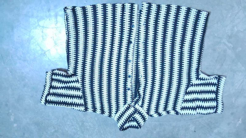 Crocheted Striped Cardigan