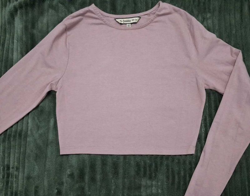 DUSKY PINK  Long Sleeve Crop Top