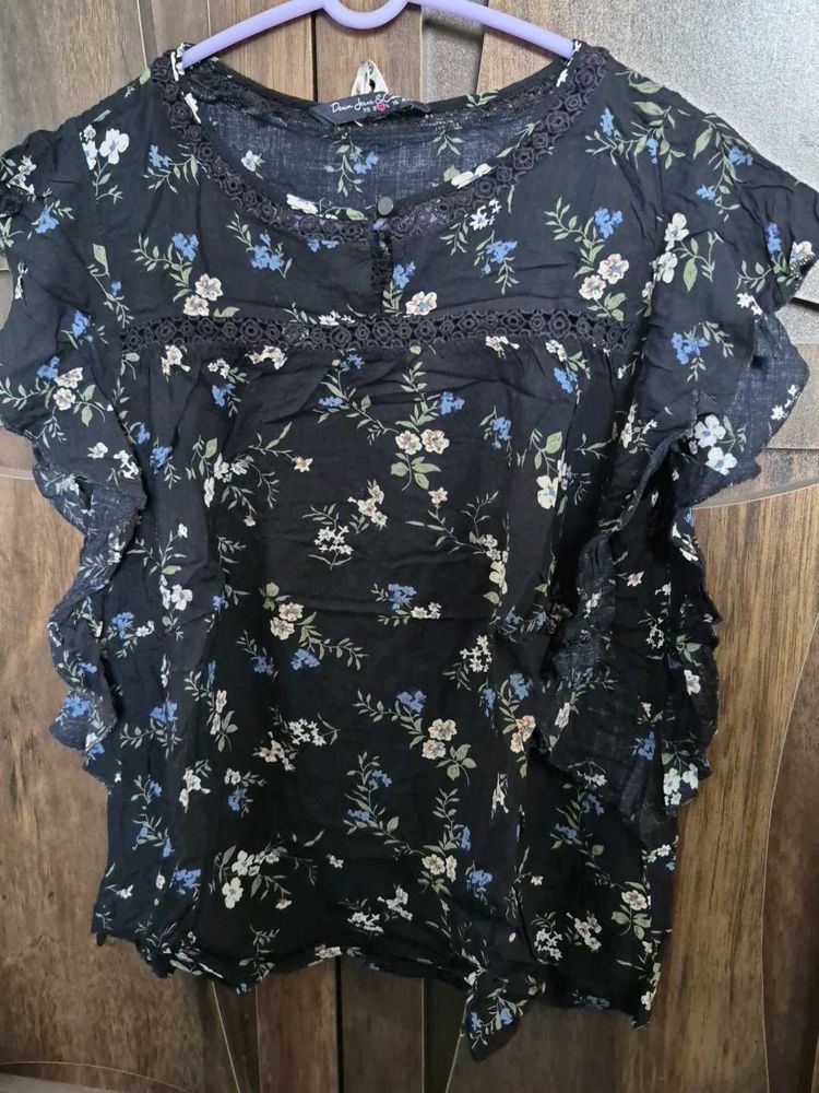 Blue casual cotton Top