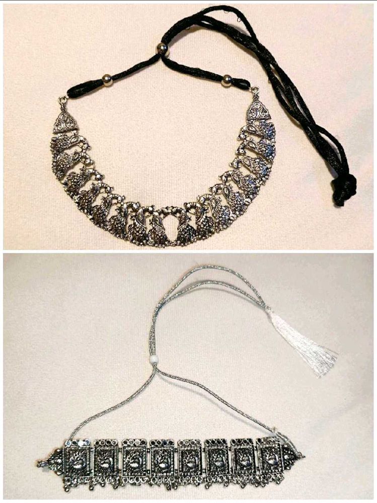 Oxidized Choker Necklaces Set of 2