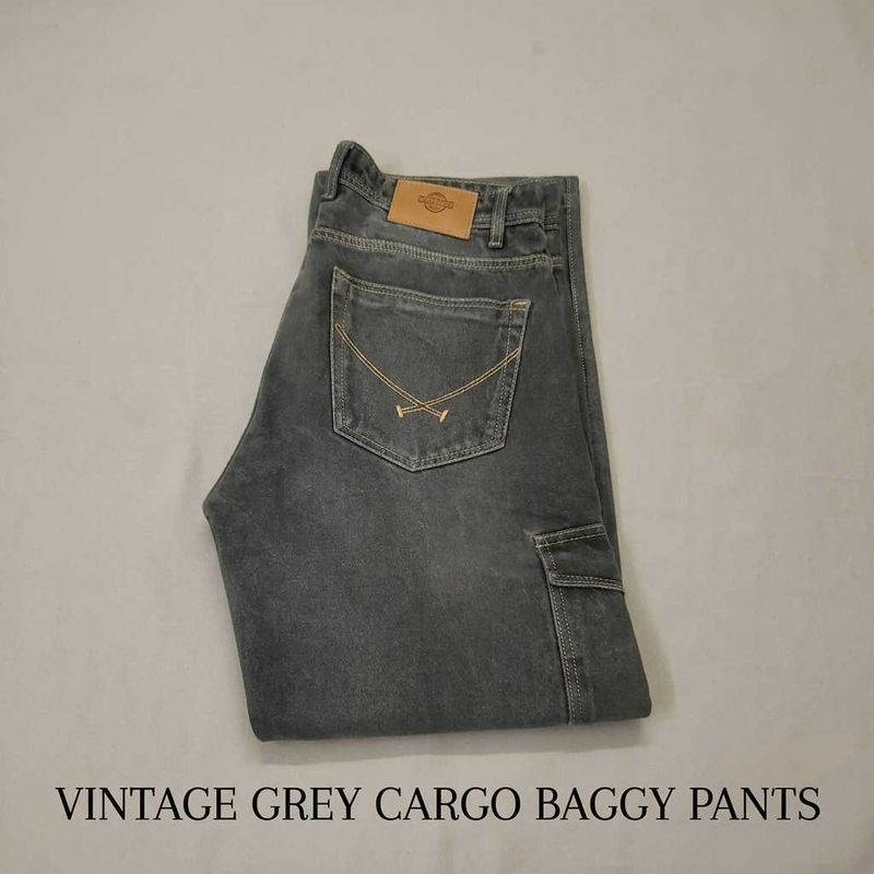 Vintage Grey Cargo Denim Baggy Pants