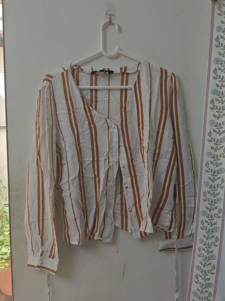 Striped Button-Up Blouse