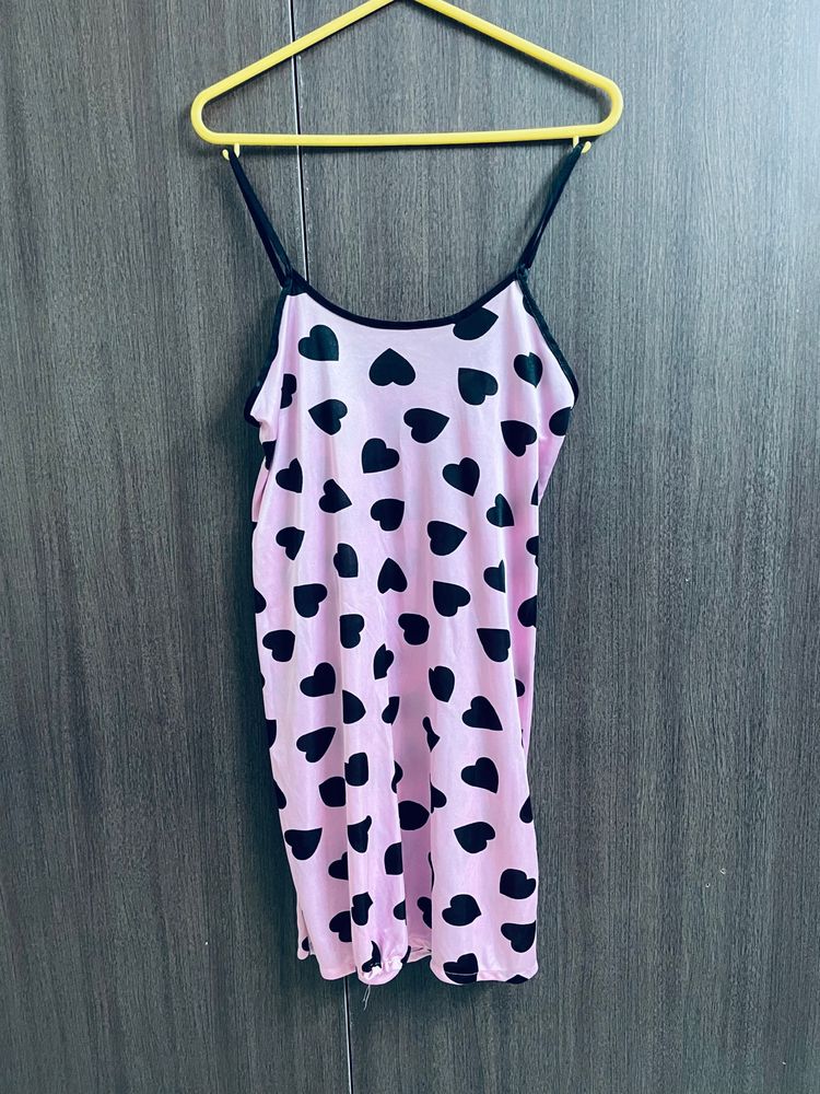 beautiful pink color heart print nighty for sale