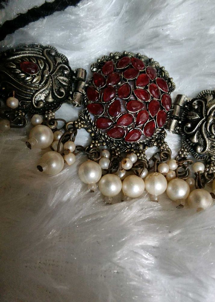 Indian Oxidized Necklace with Pearls