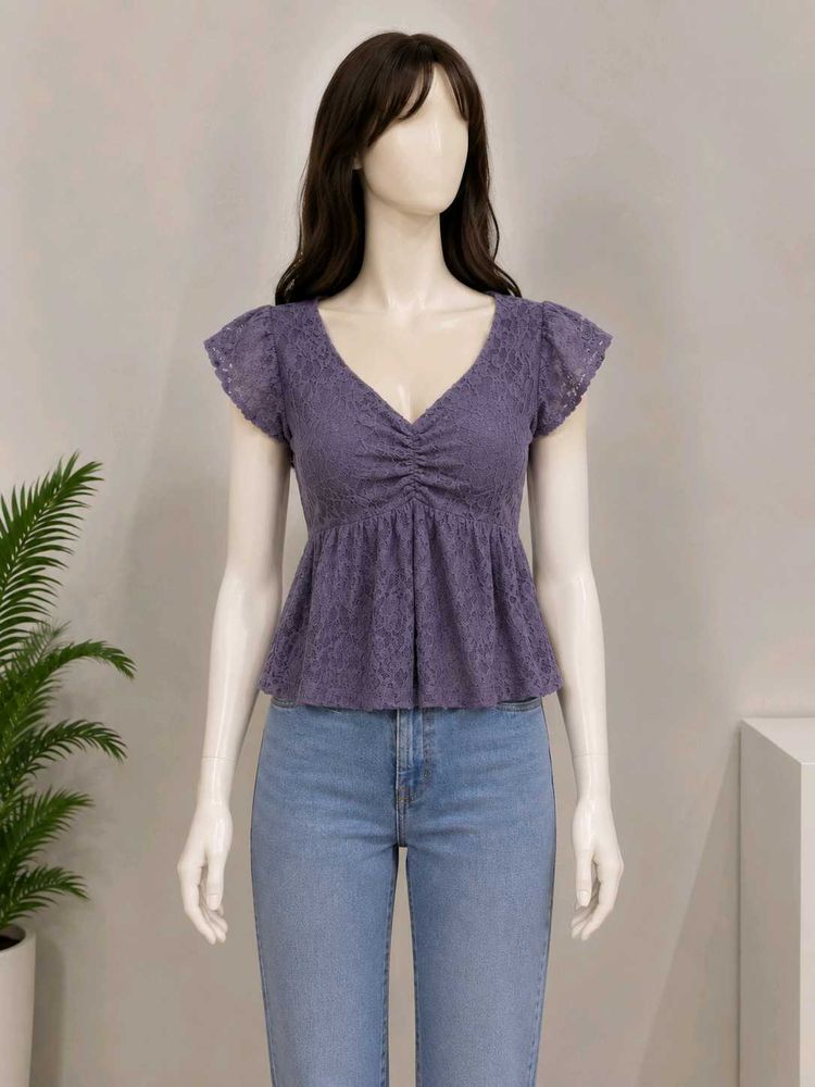 Purple Lace Peplum Top