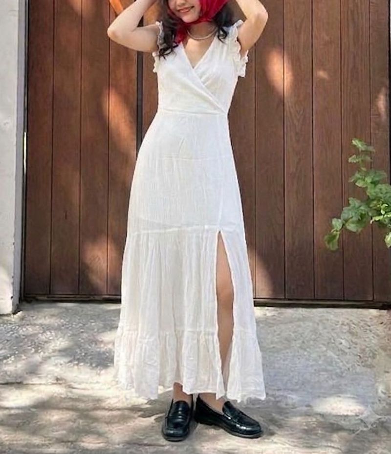 Maxi Dress with Ruffle Sleeves