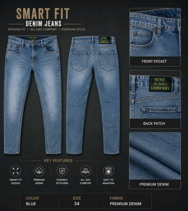 Smart Fit Blue Denim Jeans