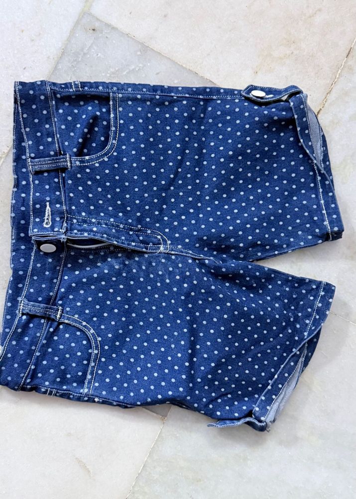 Polka Dot Denim Shorts