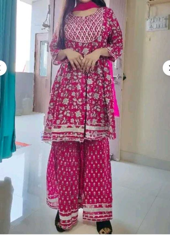 beautiful pink sharara suit set