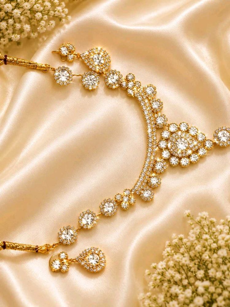 Exquisite Gold-Toned CZ Jewellery Set