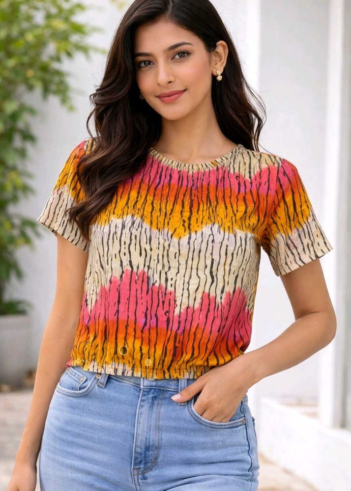 Vibrant Tie-Dye Cropped Top