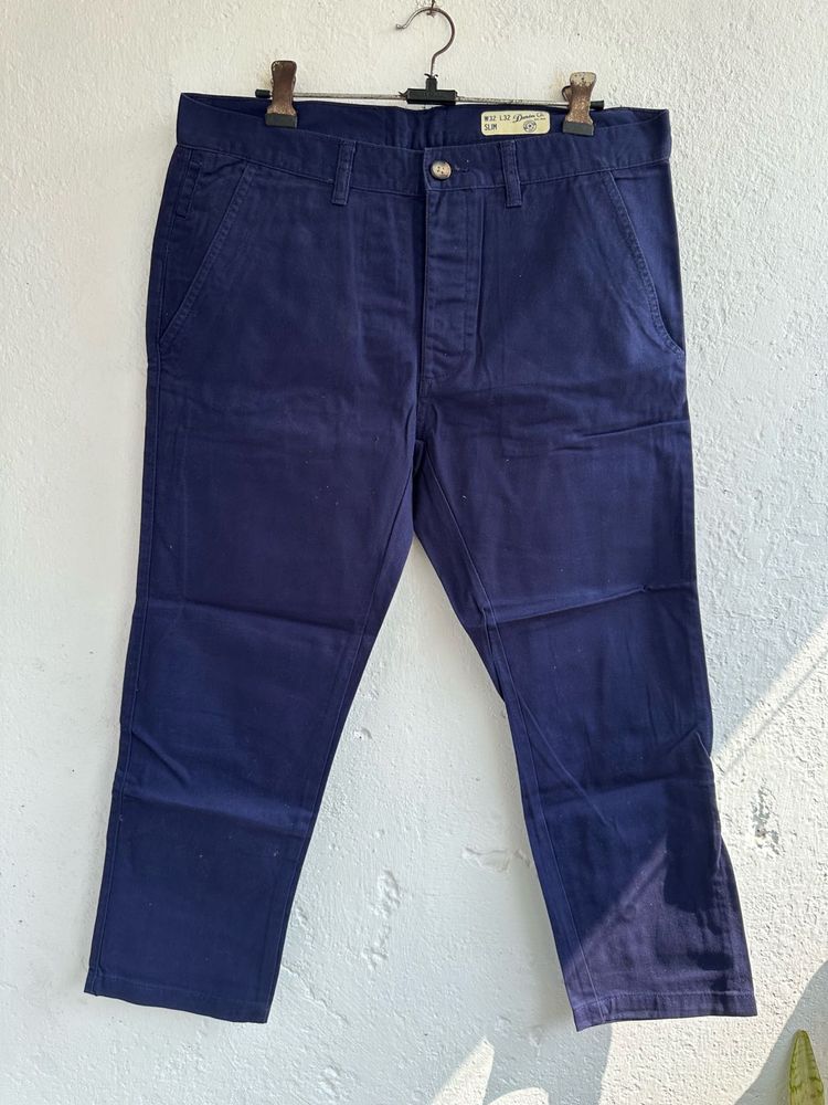 Classic Navy Blue Cotton Pants