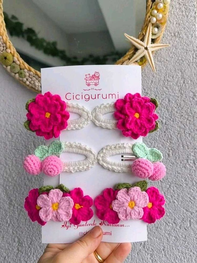 Crochet Flower Hair Clips