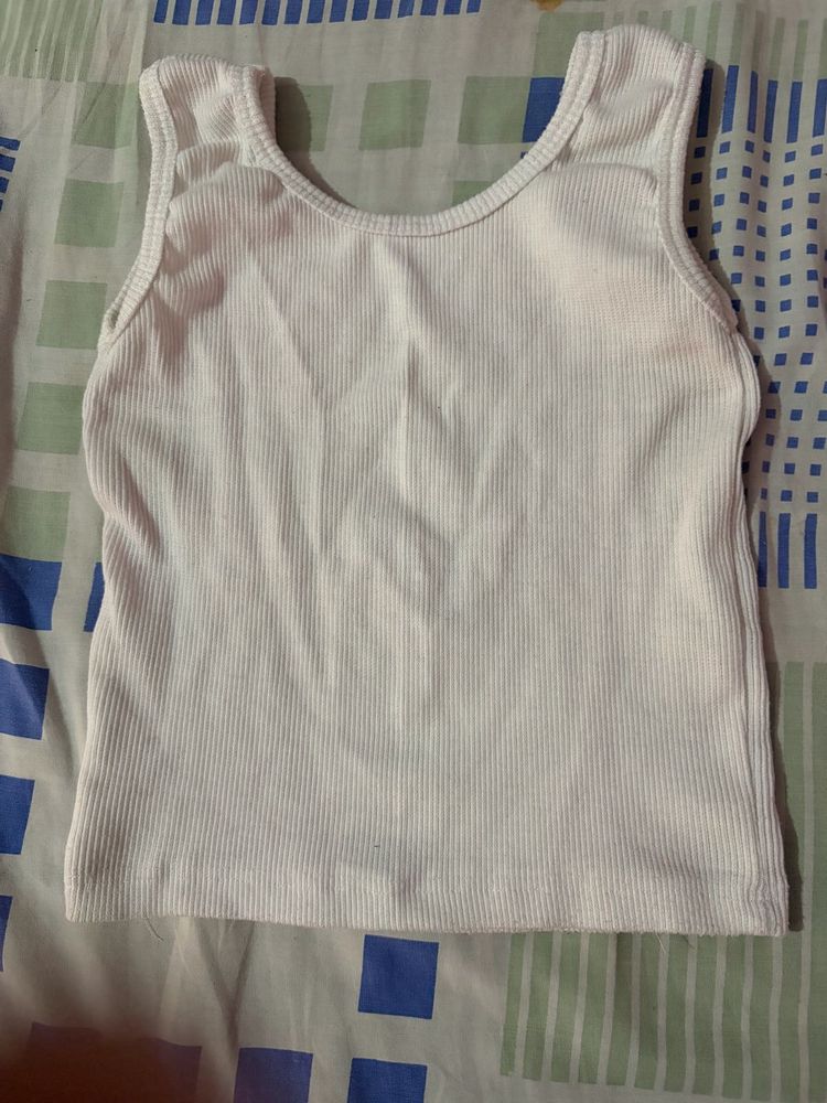 White Ribbed Tank Top