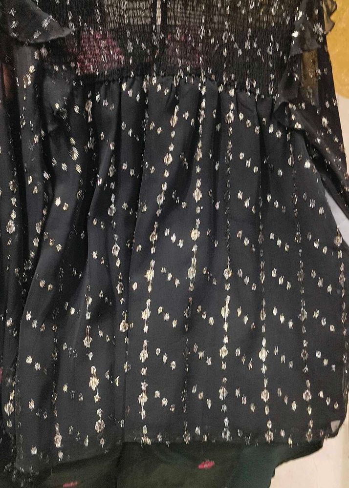 Sparkling Black Tunic Top