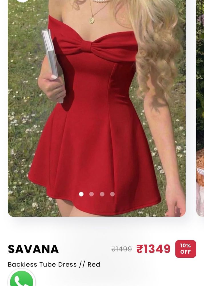 Red Off-Shoulder Bow Detail Dress