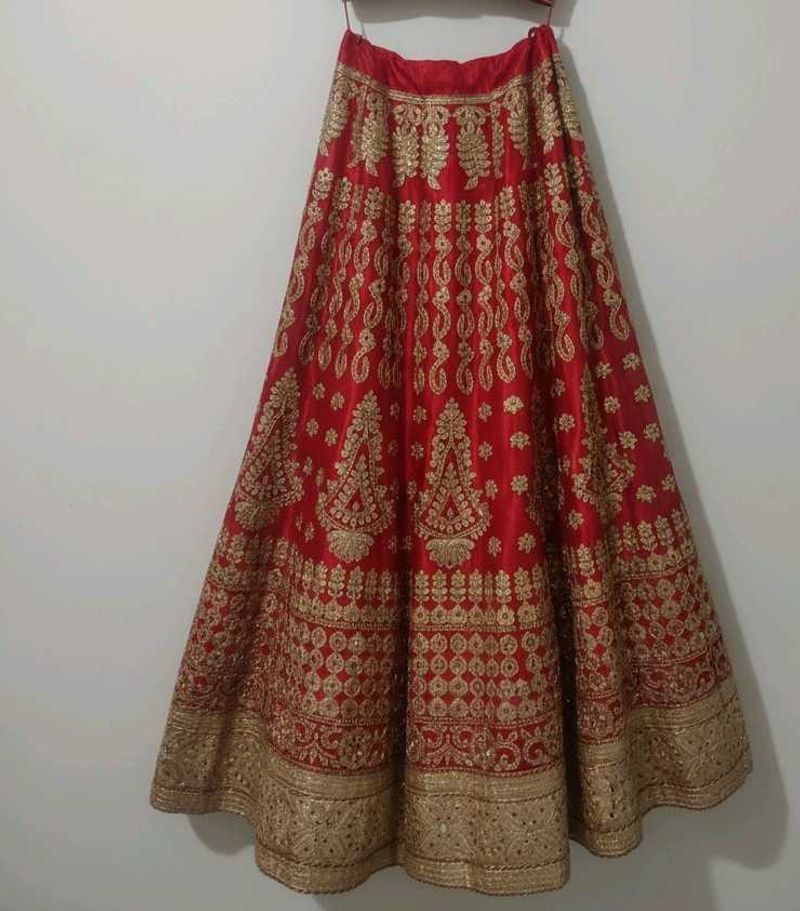 Stunning Red &amp; Gold Embroidered Lehenga