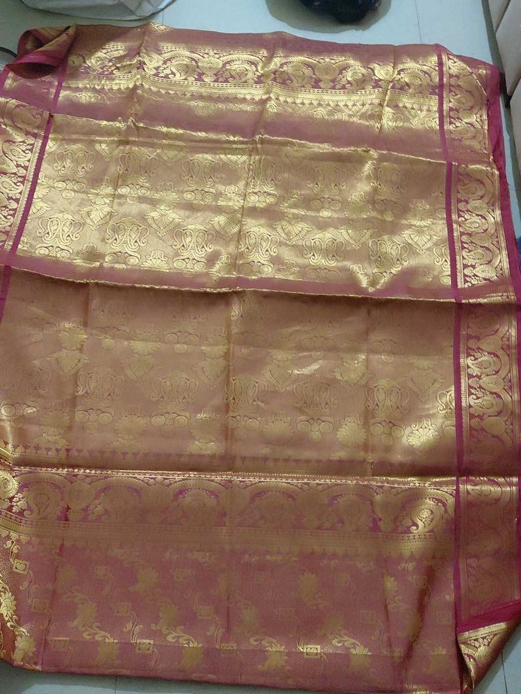 Elegant Pink &amp; Gold Silk Saree