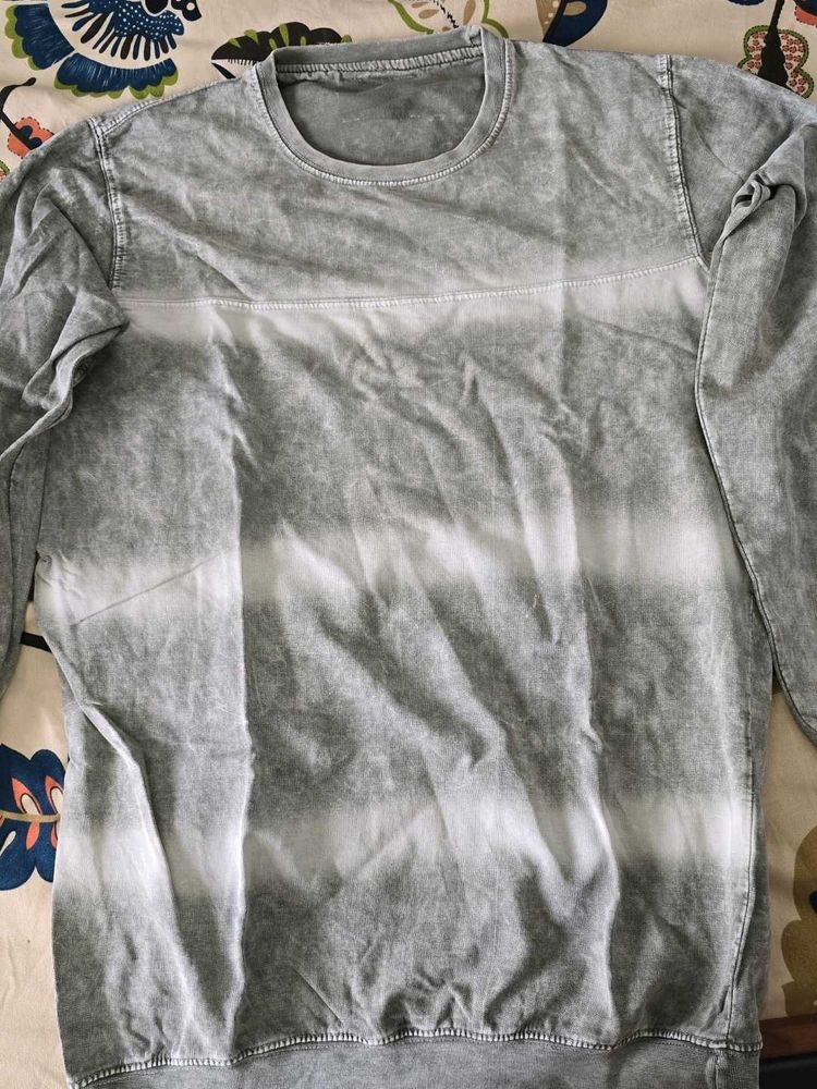 Grey Tie-Dye Pullover Sweatshirt