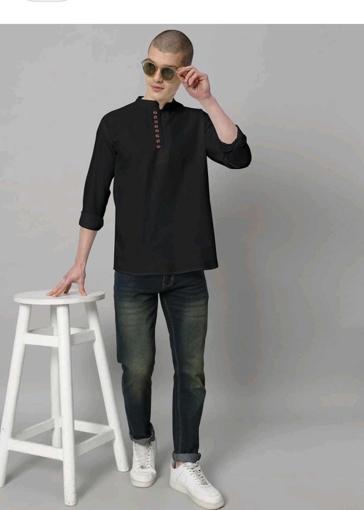 VTEXX Men's Black Kurta Shirt