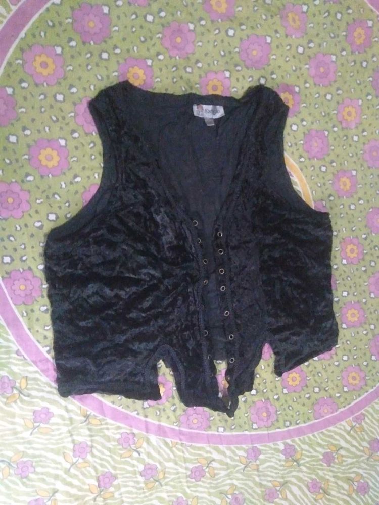 Black Velvet Corset Vest