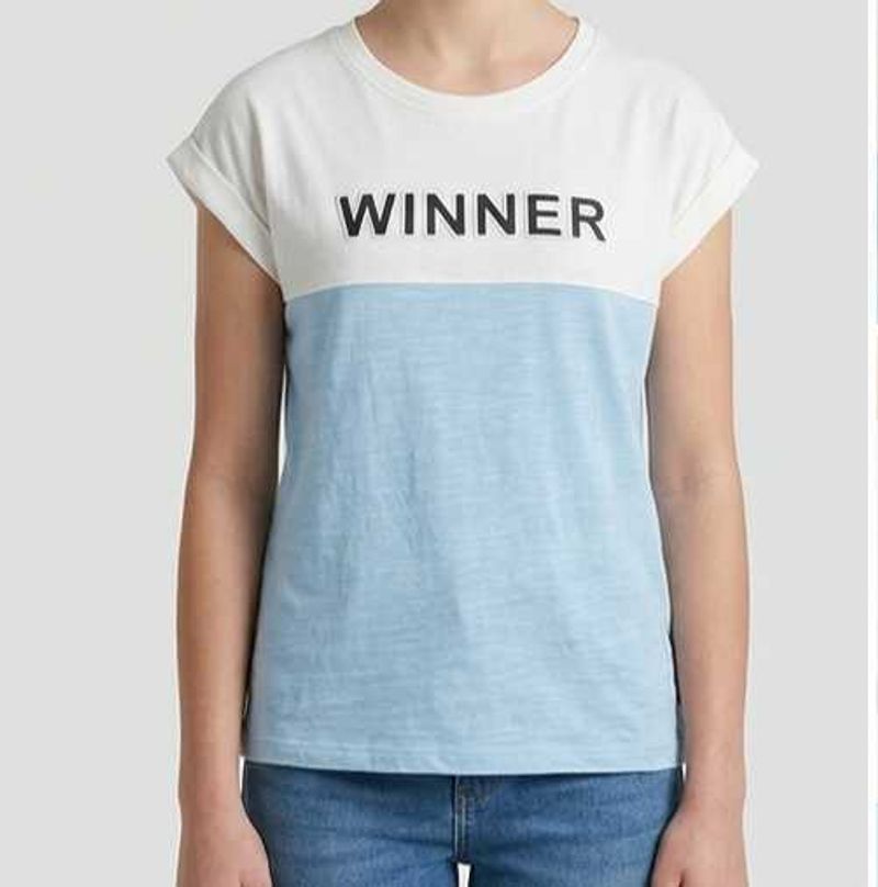 Trendy Blue &amp; White "WINNER" Graphic Tee