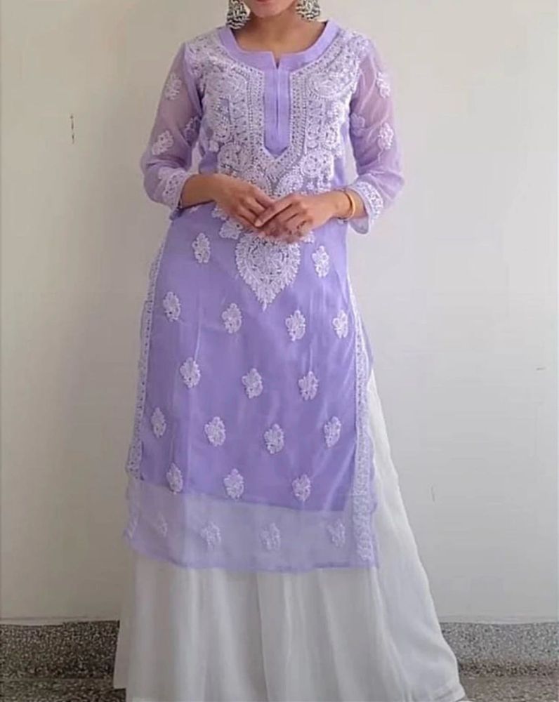 Elegant Lavender Chikankari Kurta