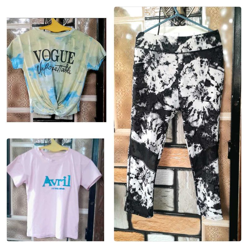 Combo Women's (Girl's) 2 T-shirts And 1 Track Pant